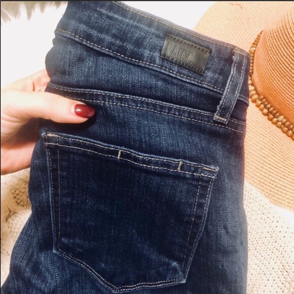 PAIGE Bell Canyon Dark Wash Blue High Rise Flares Denim Jeans 27 Stretch - Picture 6 of 10